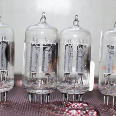 RCA 12AU7 ECC82 PERFECT MATCH QUARTET CLEAR TOP SIDE GETTER LONG PLATE TEST NOS++ VINTAGE 1960'S image 2