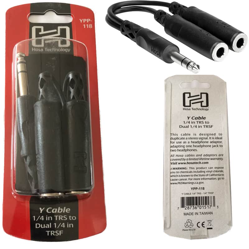 New - Hosa YPP-118 1/4" TRS Stereo Male Plug to Dual 1/4" TRS Female Y Cable Splitter image 1