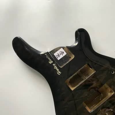 Black Harley Benton 4 String Electric Bass Body with Quilted Maple Top image 5