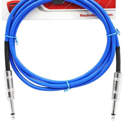 Rockville RCGT6.0BL 6' 1/4'' TS to 1/4'' TS Instrument Cable-Blue 100% Copper image 2