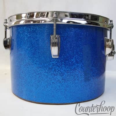 *Ludwig 12x8"Blue Sparkle Concert Tom Drum Vintage 70s Blue/Olive 3Ply MH/Maple* image 3