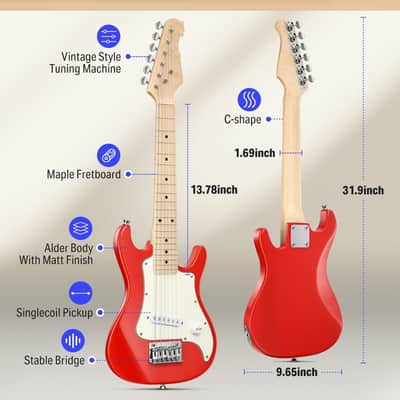 30 Inch Kids Electric Guitar Beginner Kits ST Style Mini Electric Guitar for Boys Girls with Amp image 2