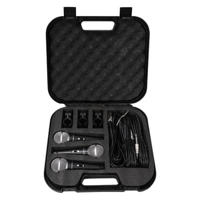 STMICKT3 | 3-piece Professional Handheld Dynamic Microphone Kit with Carry Case, Mic Clips, 26ft XLR to 1/4" Audio Cables image 5