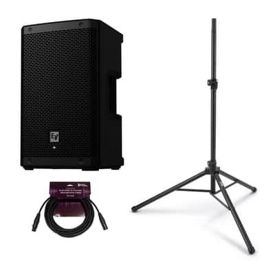 Electro-Voice ZLX-8P-G2 8-Inch 2-Way Powered Loudspeaker with Bluetooth (Black) Bundle with All-Aluminum Speaker Stand Pack and 25-Feet XLR Male to Female Microphone Cable (3 Items) image 1