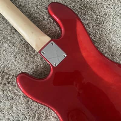 Red SX 4 String Precision Bass Style, Basswood Body with Maple Neck, Rosewood Fingerboard image 10
