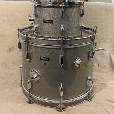 1960’s-1970’s Tempro 3 Piece Drum Kit Silver Sparkle Pearl Stencil Japan 20 / 14 / 12 image 7