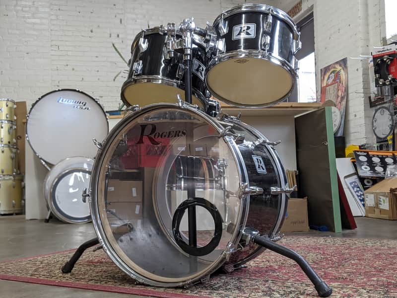Rogers Big R 4-Piece Black Drum Set image 1