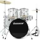 Ludwig Accent 5-piece Complete Drum Set with 20 inch Bass Drum and Wuhan Cymbals - Silver Sparkle