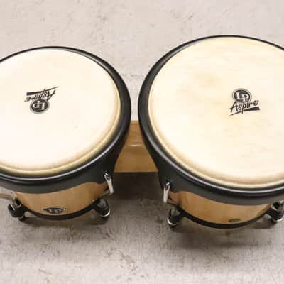Latin Percussion LP Aspire Natural Oak Wood Finish Bongos 8” 6.75” image 6