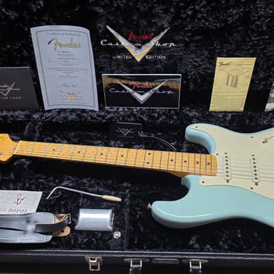 Fender 1956 Stratocaster Relic CUSTOM SHOP LIMITED EDITION FSR Sonic Blue over Sunburst! 2005 Time Capsule Case Queen American Vintage 50s 1950's Reissue USA Strat Guitar image 1