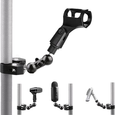 Microphone Clip, Mic Clamp Mount Holder compatible with Shure sm58 sm48 sm81 sm57 Mic, MV5,MV51,PGA52,Sennheiser E835,E945 E935,Nady DM-80 DM-70 Drum, Blue Yeti USB S X Nano microphones