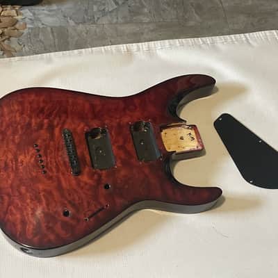 2010's India Jackson DKXT Dinky Arched Top Transparent Red Quilt Guitar Body Hard Tail image 1