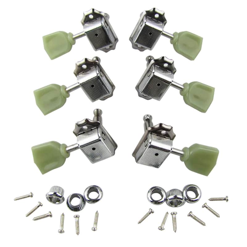 Musiclily 3+3 Deluxe Vintage Guitar Tuning Pegs Keys Machines Heads Tuners Kluson Style,Chrome image 1