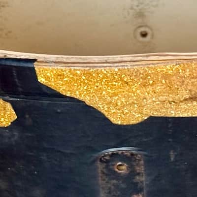 Leedy 12 x 15" Marching Snare Drum Shell Transition Era Gold Sparkle PROJECT 8 Lugs image 6