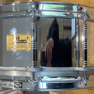 Pearl AL-814D Free-Floating Aluminum 14x6.5" Snare Drum (1st Gen) 1990 - 1991 - Silver image 2