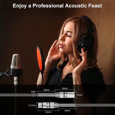 10ft-6 Pack XLR Cables Nylon Braided, Microphone Cable XLR Male to Female Mic Cable Heavy Duty Balanced Microphone Cord for Preamps/Speaker Systems and Studio harmonizers image 4
