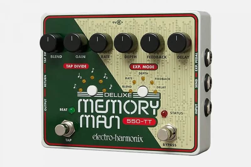 Electro-Harmonix Deluxe Memory Man 550-TT Tap Tempo 550Ms Analog Delay - Green image 1