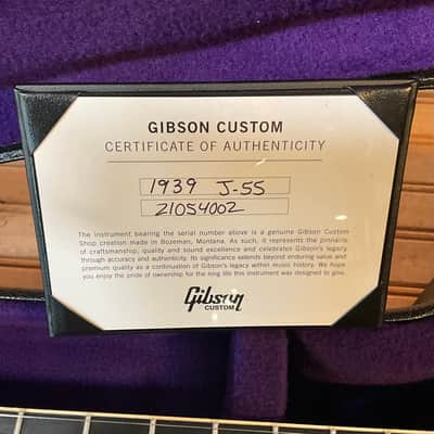 Gibson Custom 1939 J-55 Acoustic Guitar - Faded Vintage Sunburst image 8