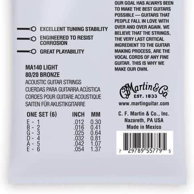 Martin Authentic Acoustic 80/20 Bronze Guitar Strings Light Gauge 12-54 # MA140 image 2