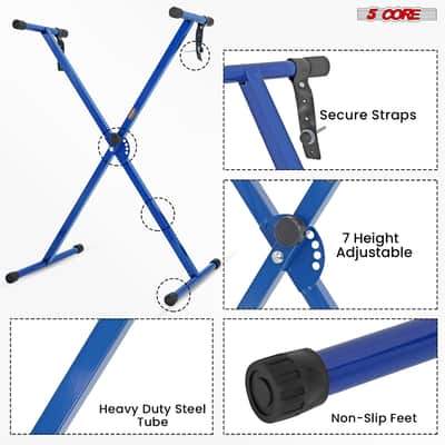 5 Core Keyboard Stand Piano Bench Combo Adjustable Key Board Stands 2" Padded Musician Chair Set image 10
