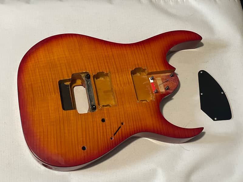 2003 Korean Ibanez RG320FM Orange Flame Maple Guitar Body Floyd Ready image 1