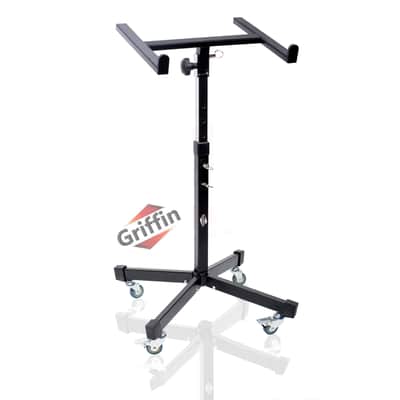 GRIFFIN Rolling Studio Mixer Stand DJ Cart (MobileTILT Series) – Standing Rack On Casters with Adjustable Height – Portable Mount Turntable Holder For Digital Drum Machine, Mixing Audio Music Gear image 2