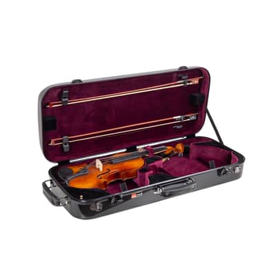 Crossrock Fiberglass Double Case for Two 4/4 Full Size Violins, Backpack Style in Black image 7