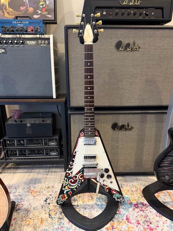 Gibson Custom Shop "Inspired By" Jimi Hendrix Psychedelic Flying V 2006 - Psychedelic Black