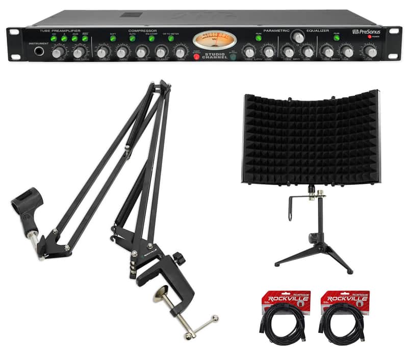 Presonus Studio Channel Recording Vacuum Tube Mic Preamp+Boom Arm+Shield+Cables image 1