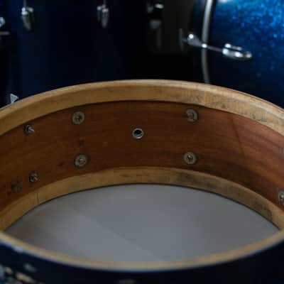 1960s Slingerland 5x14 Duco Blue & Silver Student Model Radio King Snare Drum image 10