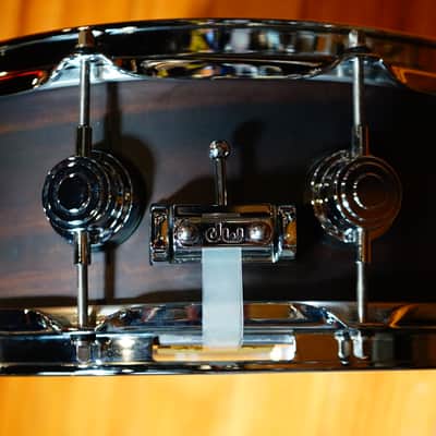 DW Collector's Series Exotic 5.5x14" HVLT Snare Drum in Natural Satin Eucalyptus w/ Chrome Hardware image 6