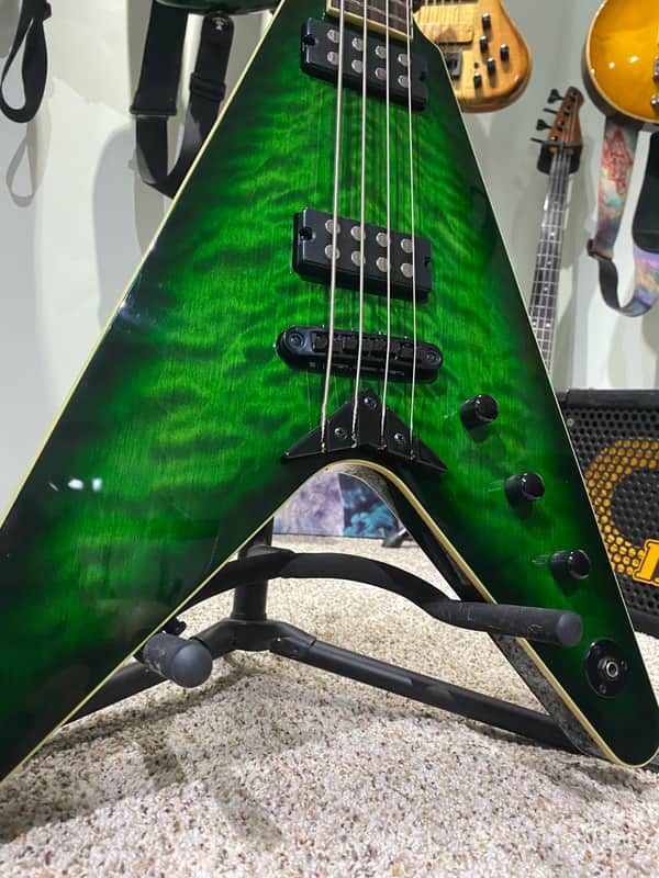 Dean Custom DOA Flying v 2008 #7 of 20 - Highly figured trans green image 1