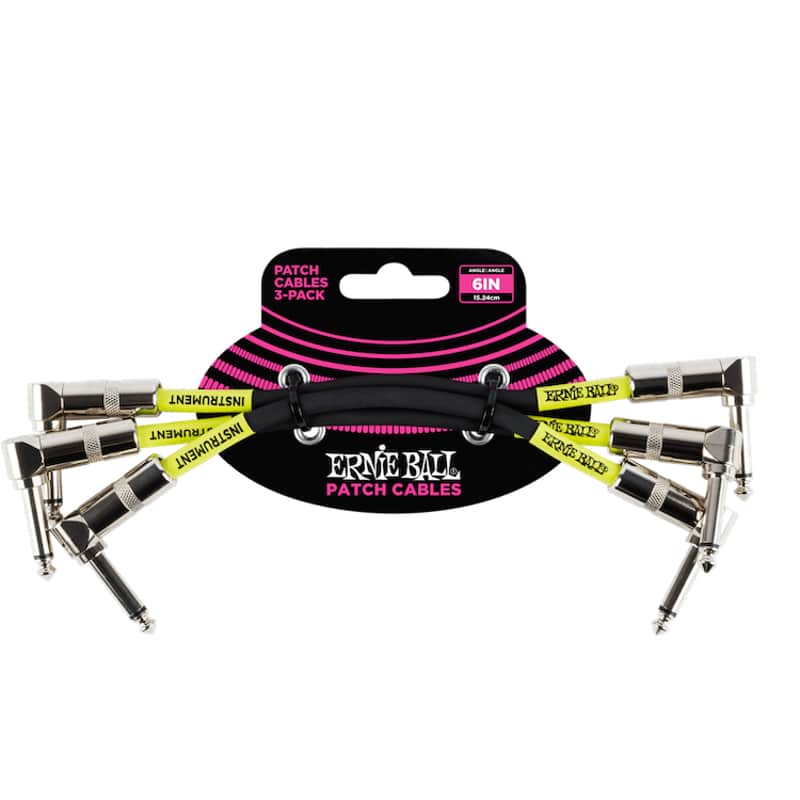 Ernie Ball 6" Angle / Angle Patch Cable 3-Pack - Black image 1