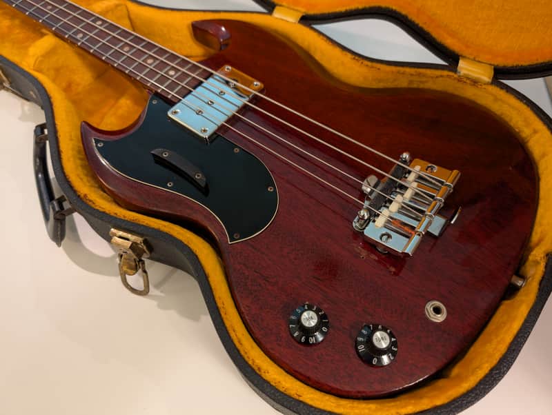 Left handed 1969 Gibson EB-0 electric bass - Cherry image 1