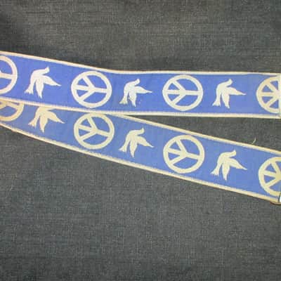 Vintage  ACE Blue and White Peace and Doves Guitar Strap 60's-70's image 1