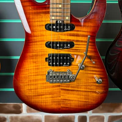Harley Benton Fusion-III HSS Roasted Flamed Bengal Burst Electric Guitar image 4