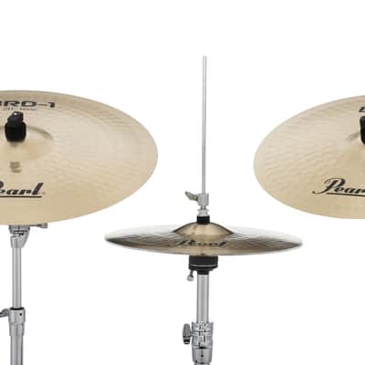 Pearl 3 Piece Cymbal Pack; Pearl Logo; 14" Hi-hats, 16" Crash, 20" Ride (BRD1) image 7
