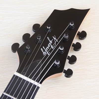 Custom Left Handed 7 String Electric Guitar, Burl Wood Top Body, Maple Neck image 7