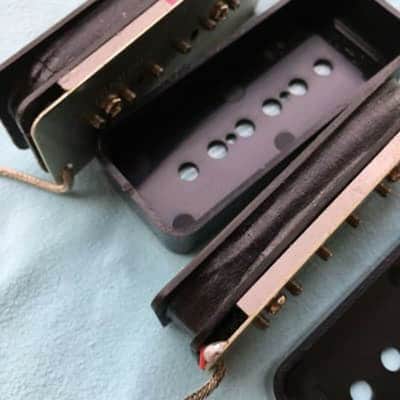 Black Guitar Neck and Bridge P90 Soap Bar Pickups Set image 3