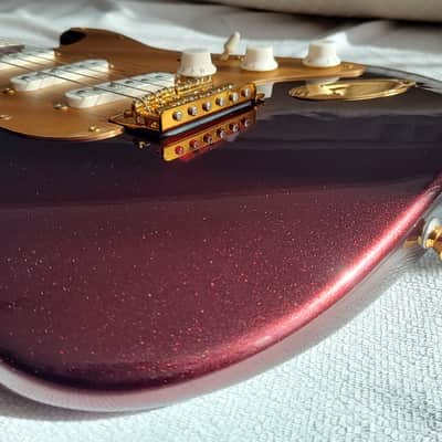 Custom Squier 40th Anniversary Gold Edition Stratocaster - Ruby Red Metallic, 100% Rosewood Neck (2022) image 11
