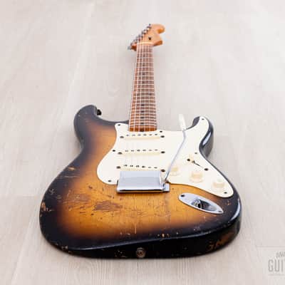 1957 Fender Stratocaster Vintage Guitar Sunburst w/ V Neck, Tweed Case image 12