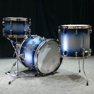 Slingerland Radio King 8x12 14x14 14x18 Blue and Silver Drum Kit image 3