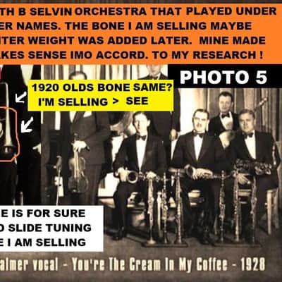 HISTORIC 1920 F.E. OLDS TROMBONE FAMOUSLY OWNED: " THE HARMONIAN " USED IN 1920-30'S BEN SELVEN ORCHESTRA EXCELLENT TECH. SERVICED W/ORG. CASE / ELKHORN MPC image 5