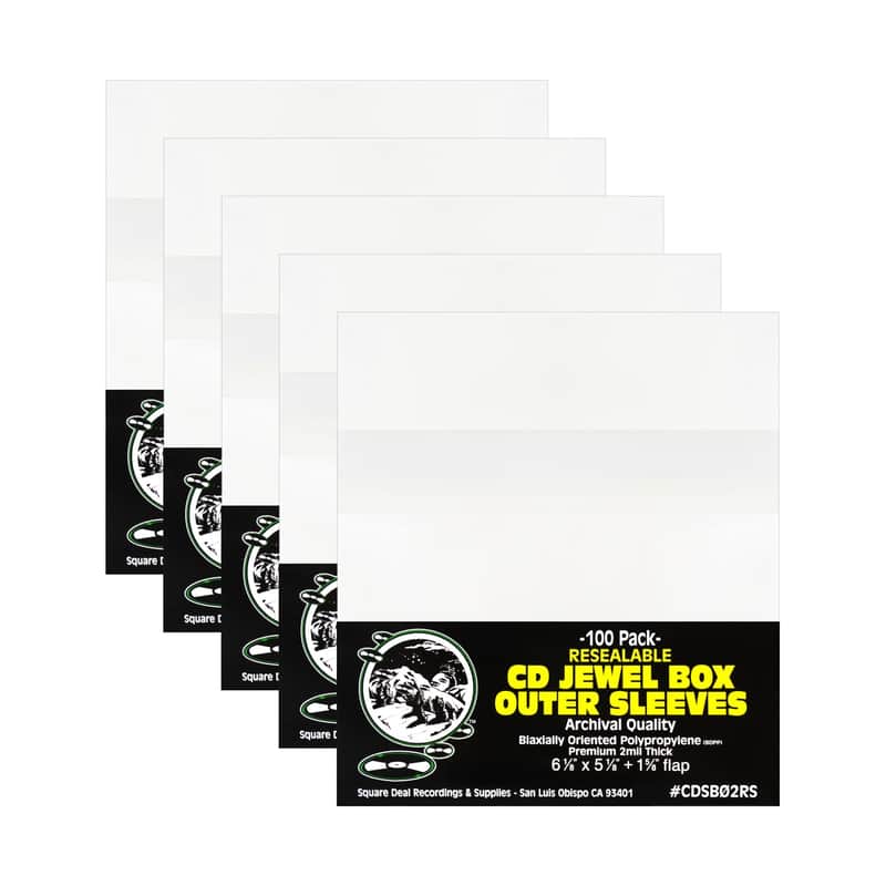 (500 Sleeves) CD Sleeves - RESEALABLE Premium 2mil Thick - Archival Quality, Crystal Clear - Holds 1 Standard 10.4mm CD Jewel Box image 1