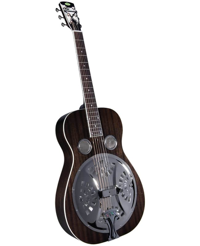 Regal RD-56 Artist Series Roundneck Black Lightning Resophonic Guitar – Translucent Black image 1