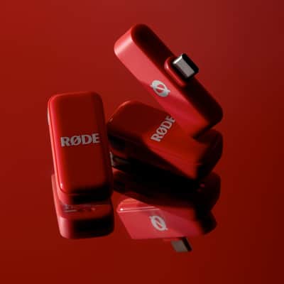 Rode Wireless Micro Microphone Kit (USB-C, Red) with Red Interview Micro Handheld Adapter image 7