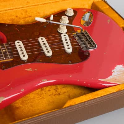 Fender  Custom Shop 61 Stratocaster Relic Solid Body Electric Guitar (2014), ser. #R78076, original brown tolex hard shell case. image 13