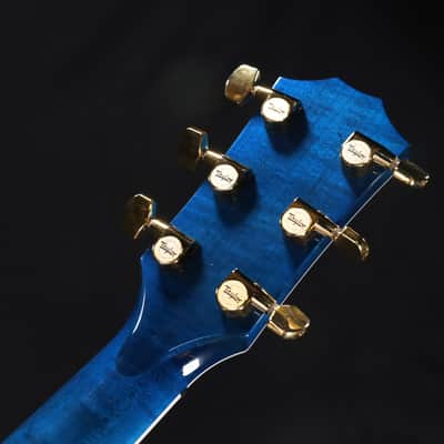 Taylor Custom Shop Grand Auditorium BLACK LABEL Spruce Top Quilt AAA Maple Back & Sides with Hardcase Transparent Blue 093 image 9