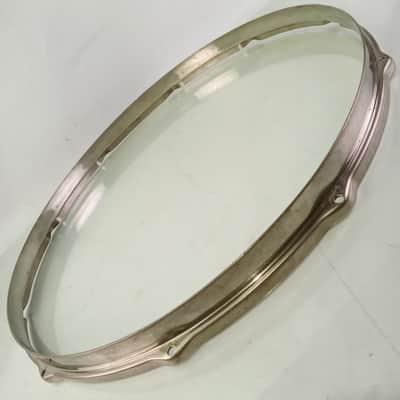 Leedy-Engraved 16"Snare Drum Batter Rim/Hoop 10Lug Nickel Brass NOB Floor Tom30s image 5