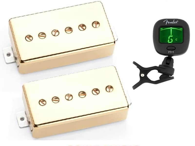 Seymour Duncan P90 Phat Cat SPH90-1b Bridge & SPH90-1n Neck Gold Pickup Set  ( FREE FENDER TUNER ) image 1